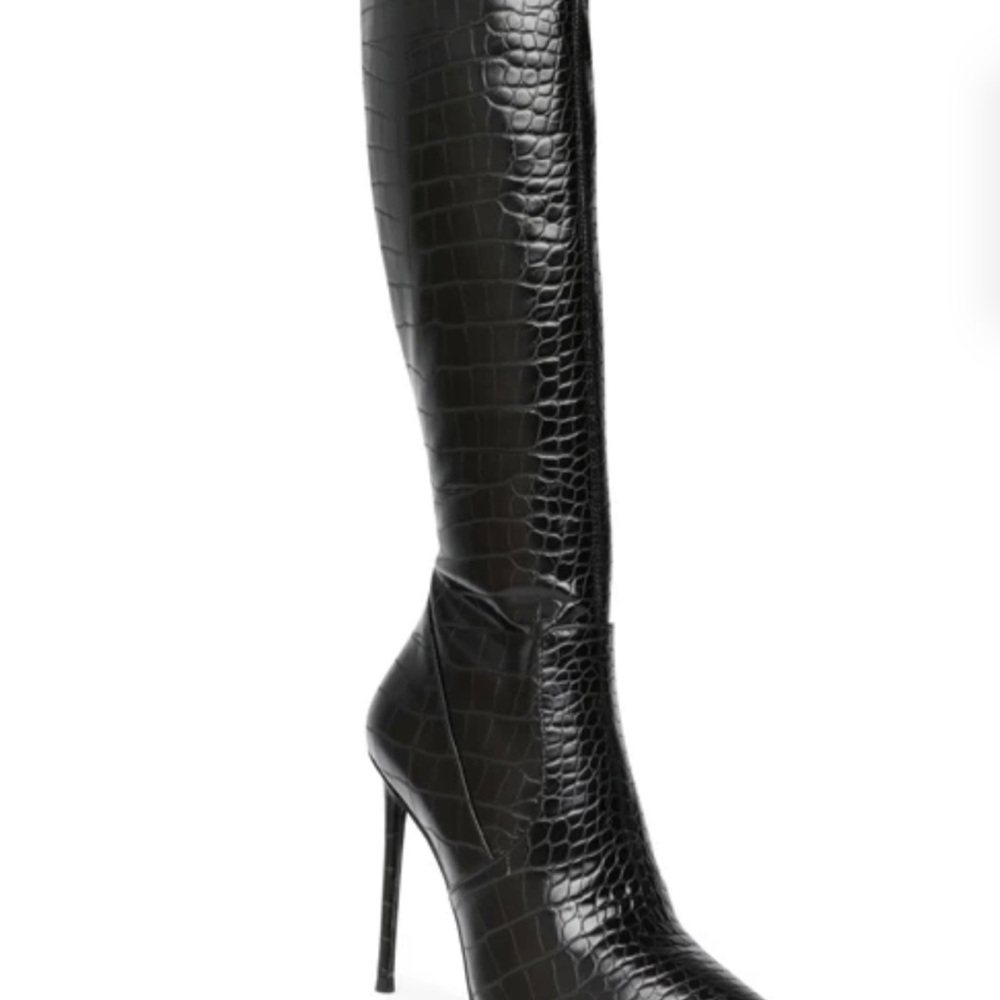 Snake skin over the knee boots